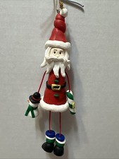 Santa Claus Clay Dough with the Little Snowman and Candy Cane Ornament