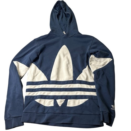 Adidas BIG Trefoil LOGO Blue and White Hoodie Size XL