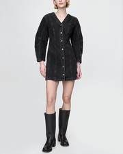 GAP Barrel-Sleeve Denim Mini Dress Black Wash - Size S (4-6) Petite - BNWT