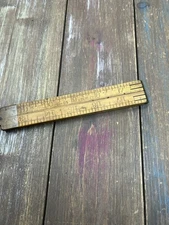 Vintage Antique Stanley NO. 61 Folding Ruler Boxwood And Brass 24" Rule Ruler
