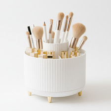 360  Rotating Organizer Fluted Cosmetic Makeup Vanity Desk Caddy Spinner