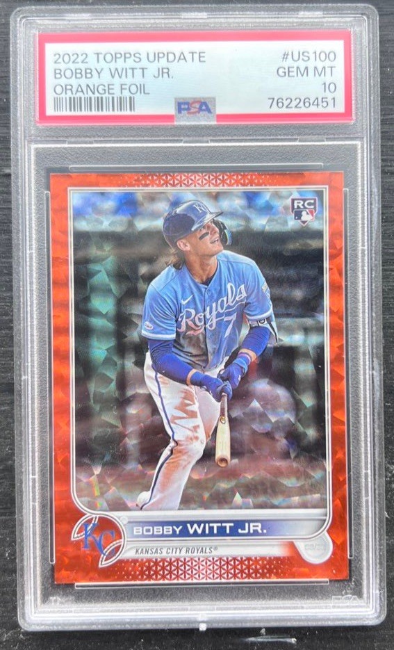 2022 Topps Update BOBBY WITT JR US100 RC PSA 10 Orange /299