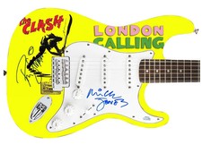 The Clash Signed Fender 1/1 London Calling Lp Cd Graphics Photo Guitar ACOA