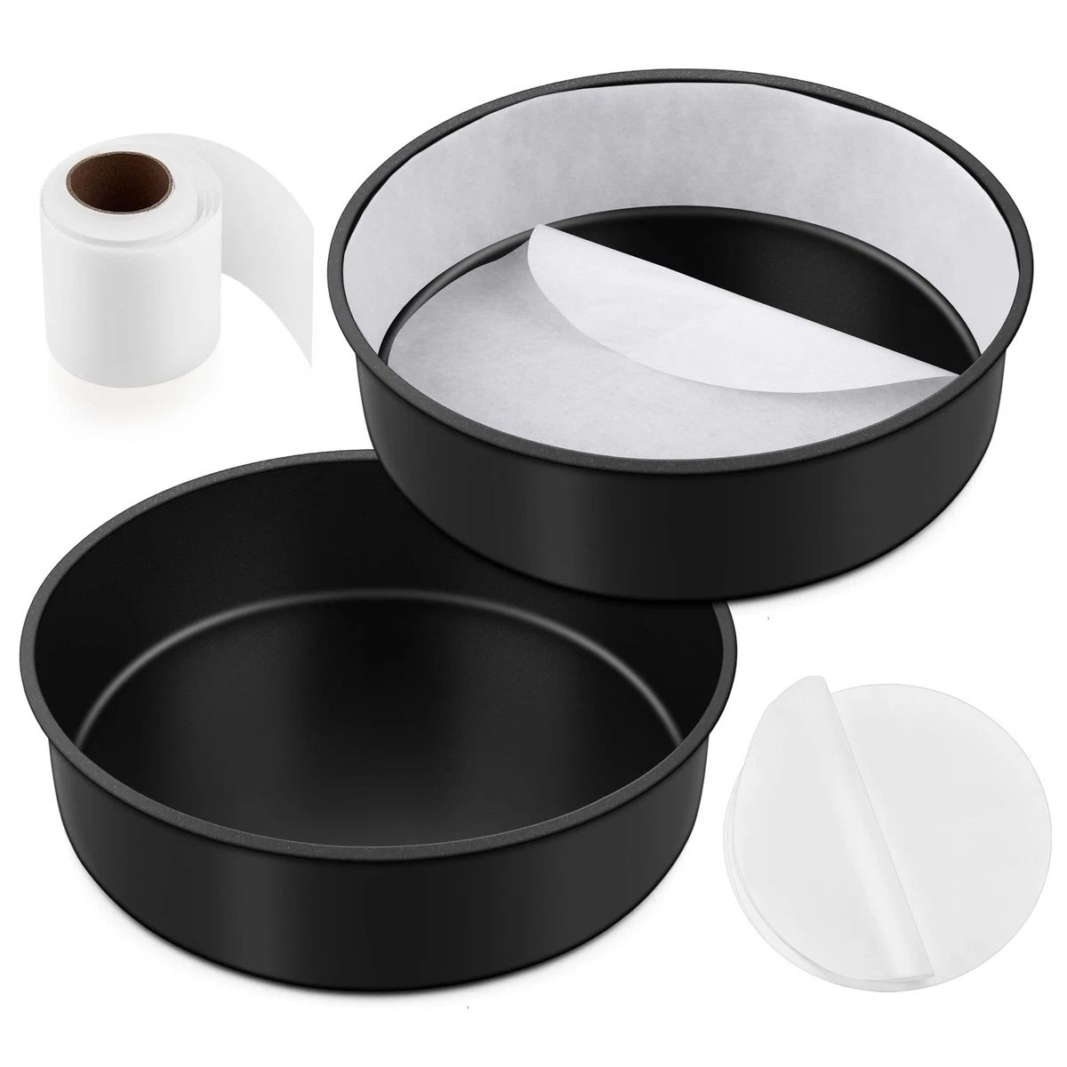 E-far 9,5 Zoll Antihaft Kuchenform 2 Stück mit Backpapier