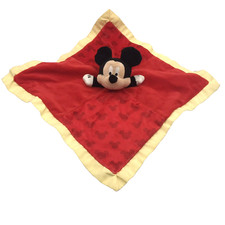 Mickey Mouse Baby Lovey Security Blanket Disney Crinkle Ears Satin Trim Sensory