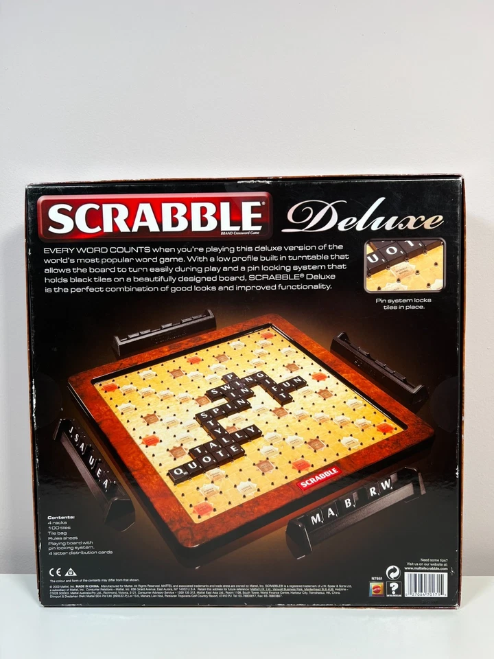 Scrabble Deluxe Tile Lock Game With Low Profile Turntable - Mattel 2009 - VGC - Image 3 of 4