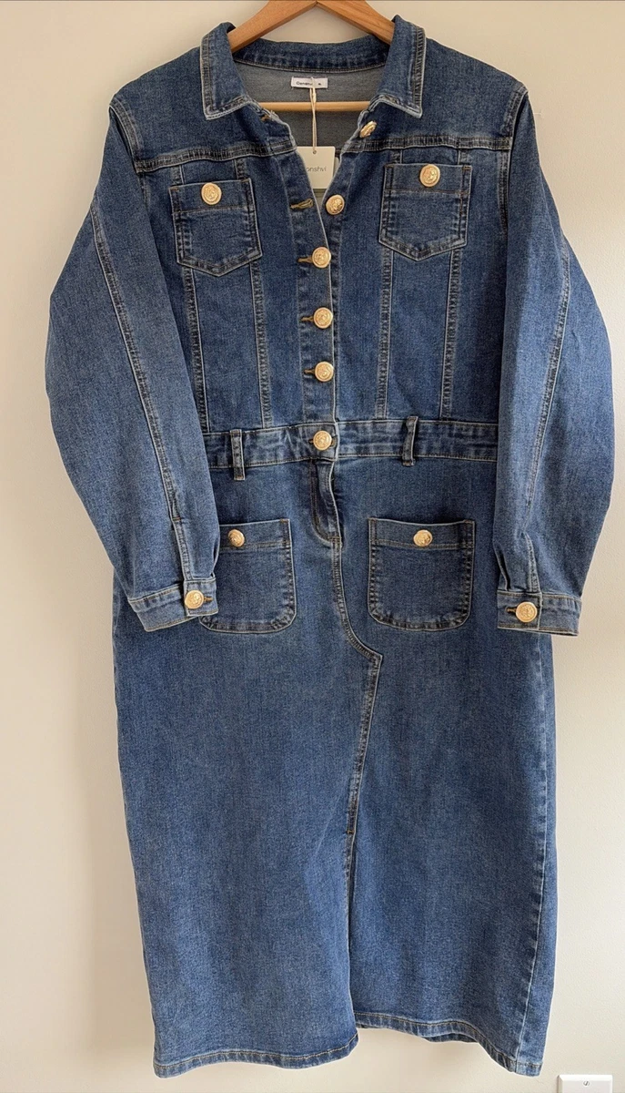 LOLALIZA denim A-lijn jurk medium blue denim
