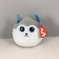 TY Mini Beanie Squish-A-Boos SLUSH Husky Dog (3 inch) MWMTs Plush Stuffed Toy