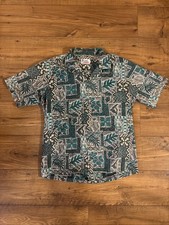 Vintage 80  s Hawaii Floral/Fish Aloha Shirt Button Up Men  s Large