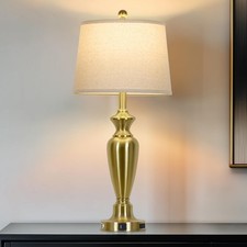 30" Tall Gold Table Lamp for Living Room, 3-Way Dimmable Touch Control Bedsid...