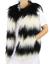 Diesel L-Angus-A Gilet Donna M In Ecopelliccia Striato Nero E Bianco