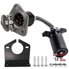7-Way RV Blade to 7 Way Round Pin Trailer Adapter Connector, Tail Light Signal