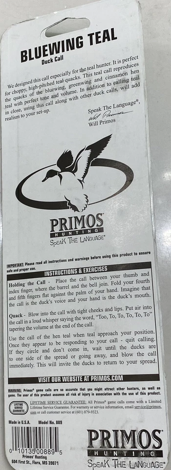 Primos 889 Bluewing Teal Cinnamon Hen Duck Greenwing Hunting Game Call - Image 2 of 2