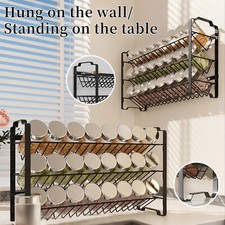 Spice Rack 2 Tier Herb Jar Free Standing Kitchen Storage Organiser Shelf Holder
