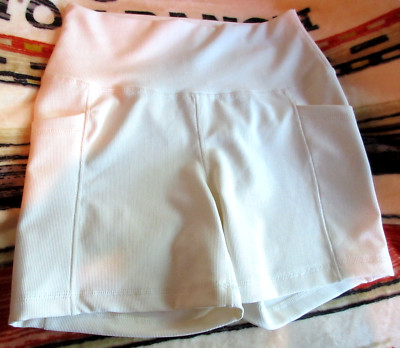 REFLEX 90 DEGREE SIZE L RIB TRIBECCA SHORTS NWT GARDENIA CREAM COLOR W/POCKETS