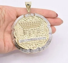 3.5" HUGE Apostles Last Supper Pendant Diamond Cut Real 10K Yellow White Gold