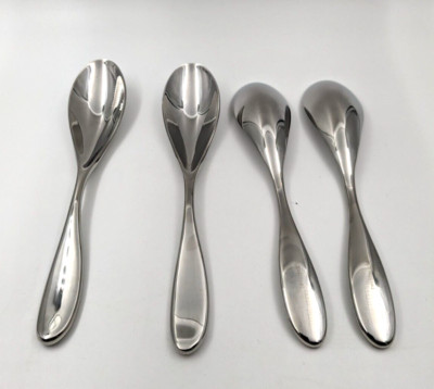 Quellenelle / Rocher Löffel Set, Profi Koch Löffel.  4 Stück groß Silber
