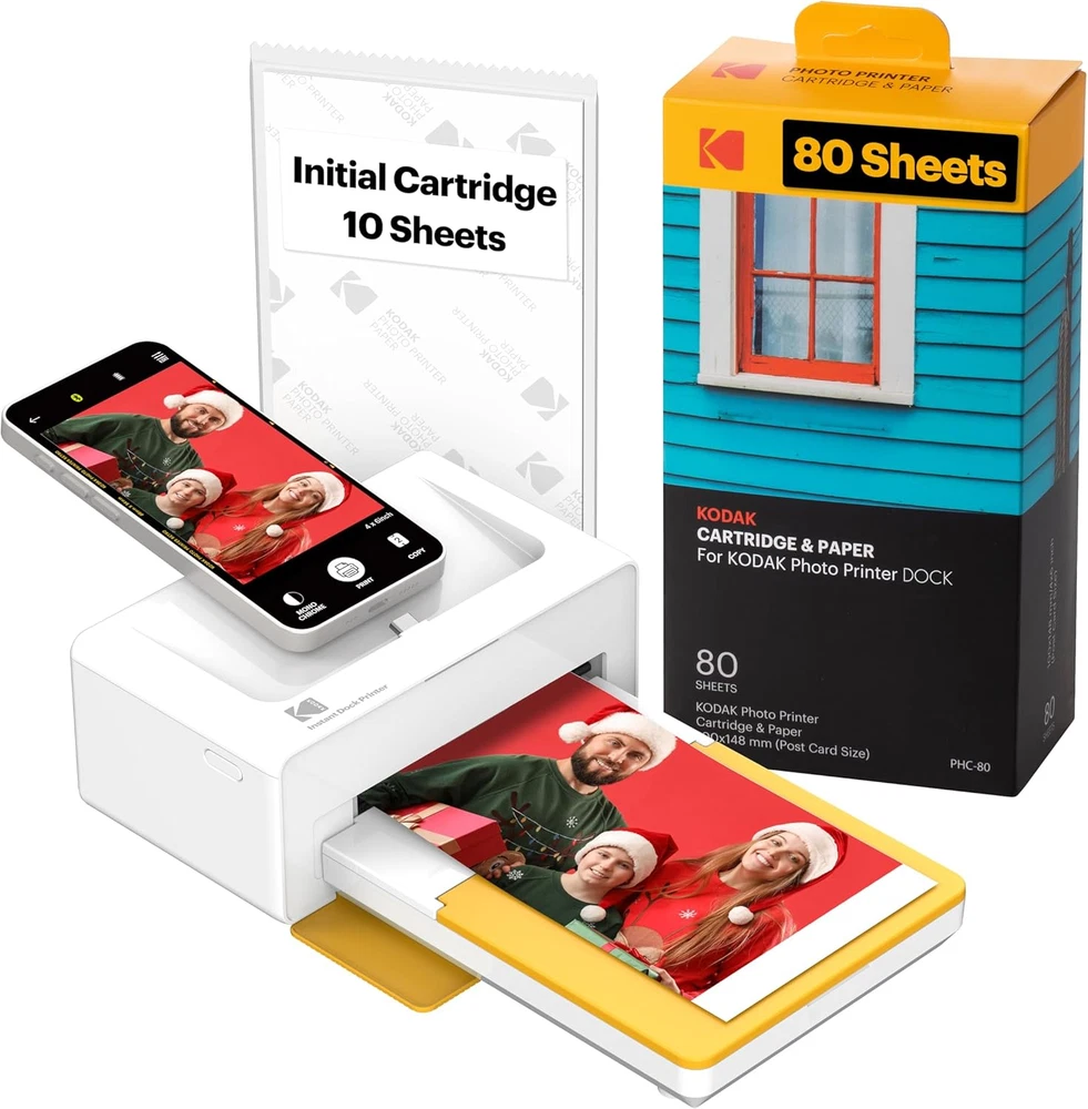 Dock plus 4PASS Instant Photo Printer (4X6 Inches) + 90 Sheets Bundle