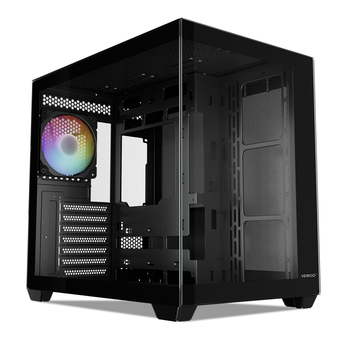 Vetroo AL900 ATX Mid Tow Computer PC Case Tempered Glass w