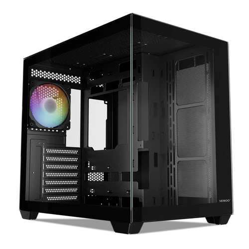 Vetroo AL900 ATX Mid Tow Computer PC Case Tempered Glass w/ARGB & PWM FDB Fan x1