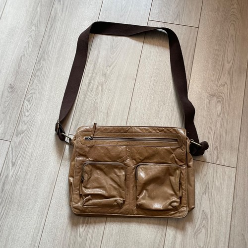 M. Julian Brown Leather Messenger Bag With Adjustable Strap & Multiple Pockets