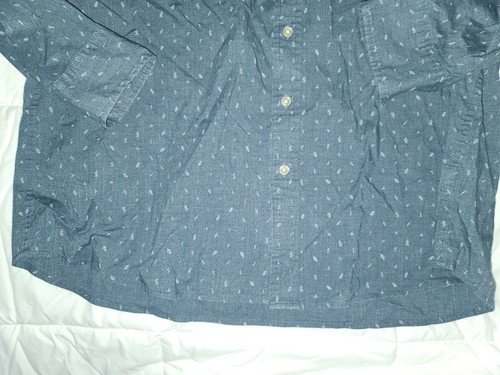Sonoma blaues Langarm Kragen Button-Down Freizeithemd Gr. XL Blattmuster - Bild 2 von 6