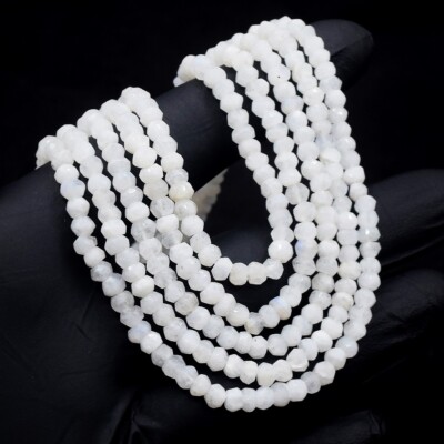 5 Strang blau Flash Mondstein facettiert 308 kt Perlen Schmuck Halskette VK 06E610