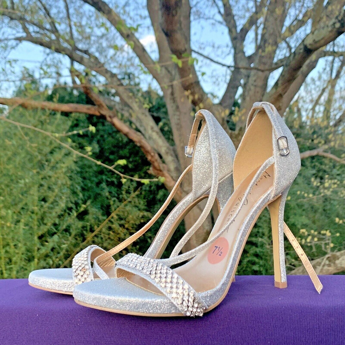 Badgley Mischka Mark James Rhinestone High Heel Ankle Strap Stiletto  ❤️sj15m10