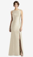 Alfred Sung 770...Sleeveless Satin Trumpet Gown with Bow....Champagne...Sz 0