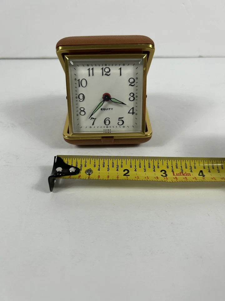Vintage Equity Gold Vintage Travel Alarm with Built In Case Watch Works - Image 2 of 4
