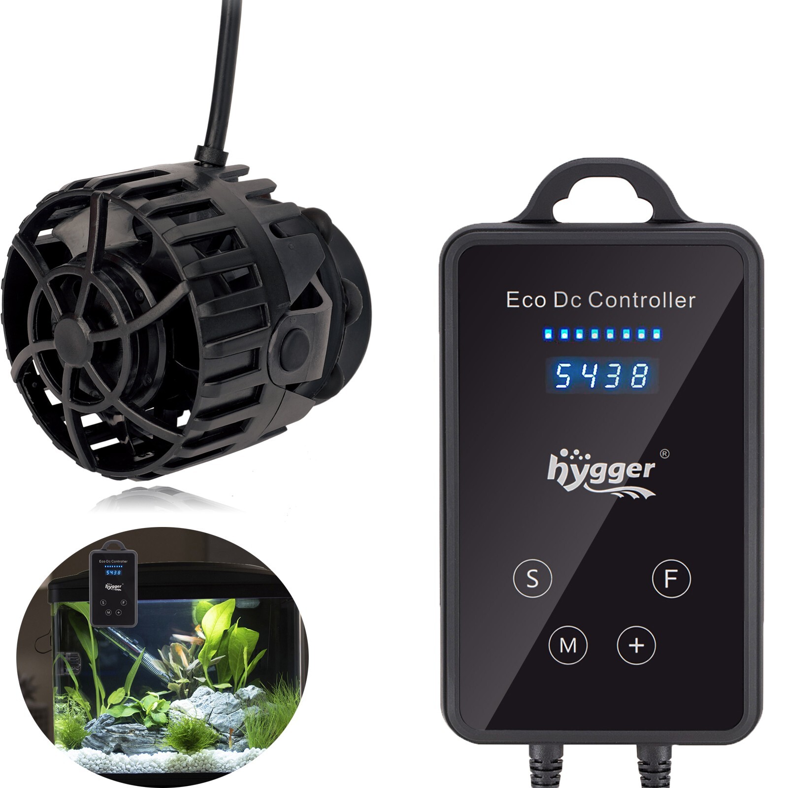 hygger 1600/2600GPH Mini Wave Maker Aquarium Magnetic DC Powerhead Up to 55 Gal