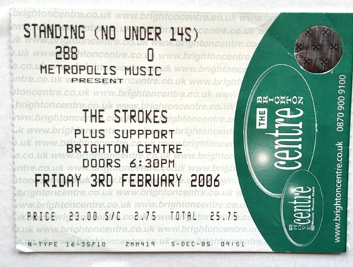 The Strokes original used concert tour ticket 2006 Brighton indie rock live