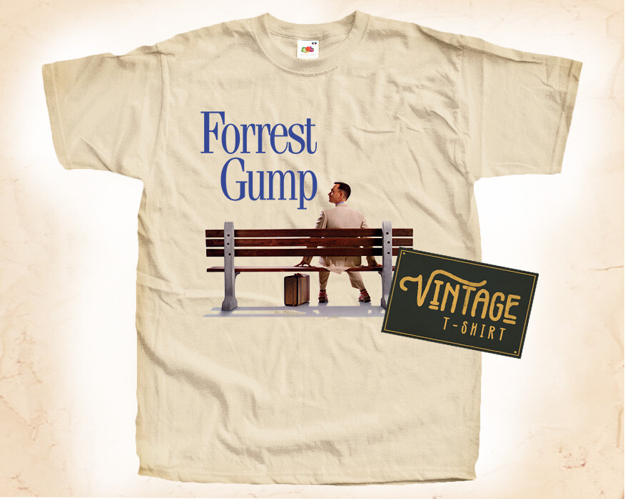 Forrest Gump V1 T SHIRT Movie Poster Vintage Natural sizes S Forrest Gump V1 T SHIRT Movie Poster Vintage Natural sizes S