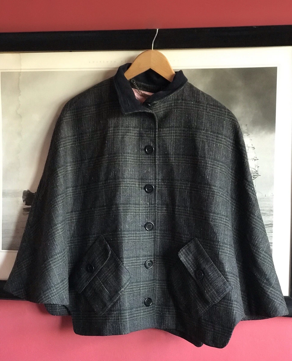 Checked cape cheap coat