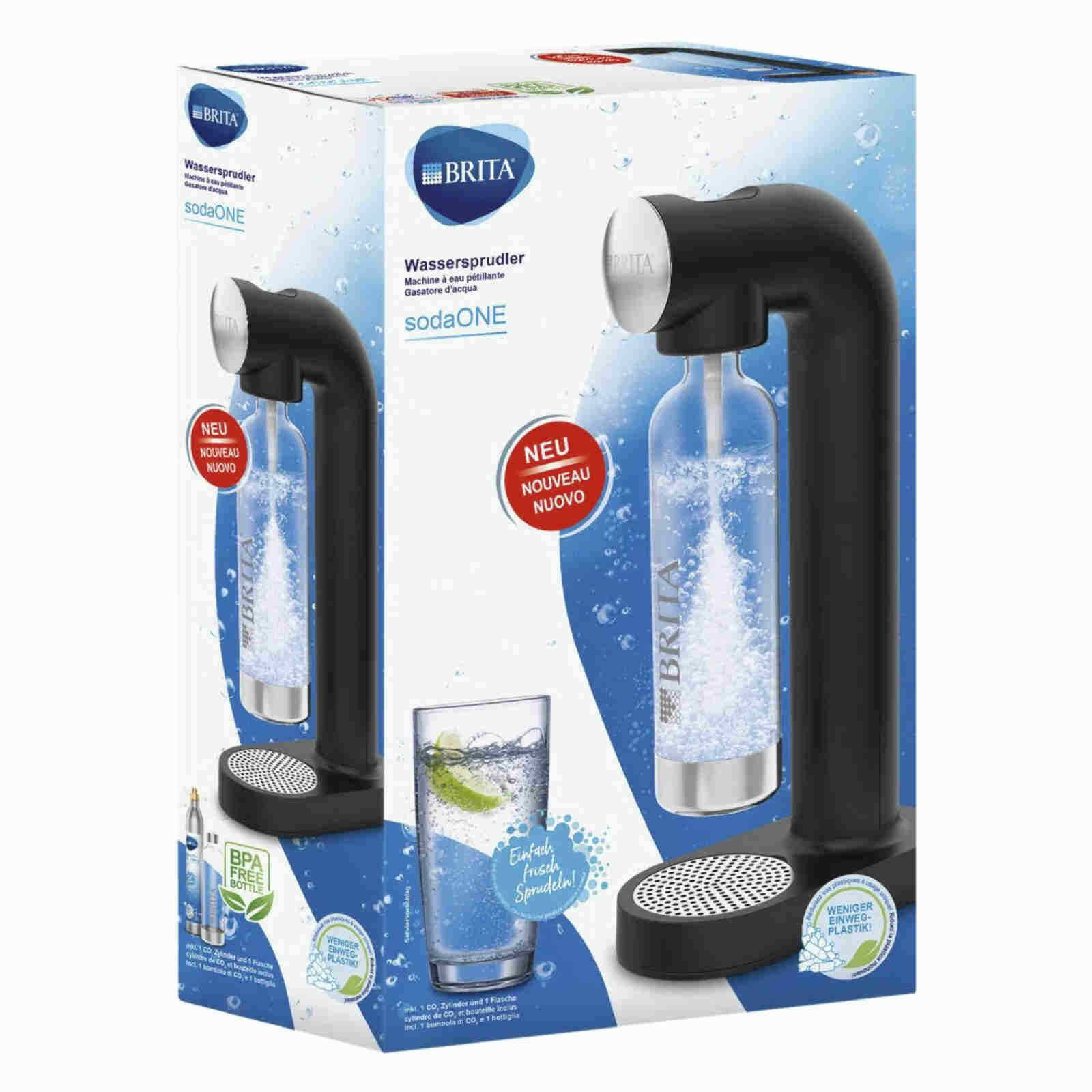 Wasser Sprudler Trinkwasser Sprudler Brita sodaONE schwarz Co2 Zylinder