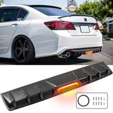 Carbon Fiber Look Rear Bumper Diffuser Canard w/LED Tail Light For Honda Accord