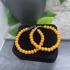 2  Gold-tone Wood Bead Earring Set Boho Retro Drop Dangle New Free Ship A1781