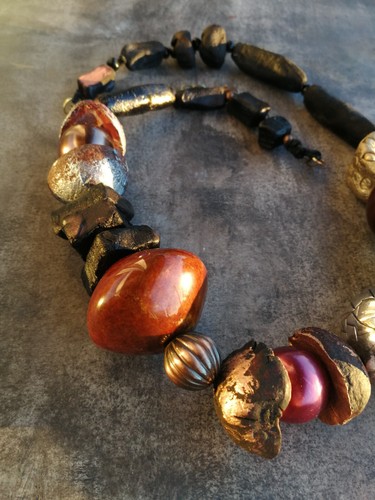 Luxury Necklace Primitive Jewelry Minimalist Design Statement Beads Raw Stones - Picture 8 of 24