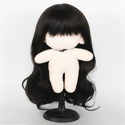 Schwarze lockige Haare Puppe Puppenzubehör Baumwolle Puppe Spielzeug Perücke Puppenersatz