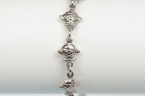 Hermoso brazalete dije bebé pez italiano de plata esterlina 925 - Imagen 2 de 3