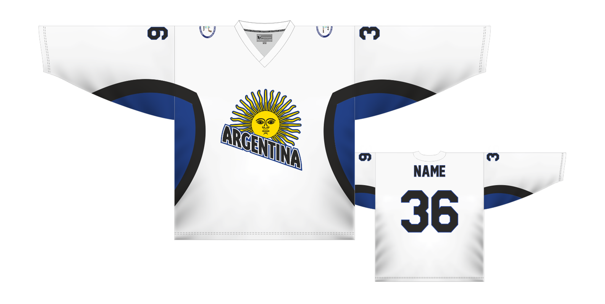 Team Argentina White Ice Hockey Jersey Custom Name and Number - Main Image