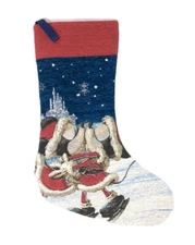 Disney Parks Santa Mickey & Minnie Mouse Kissing Skating Christmas Stocking NEW