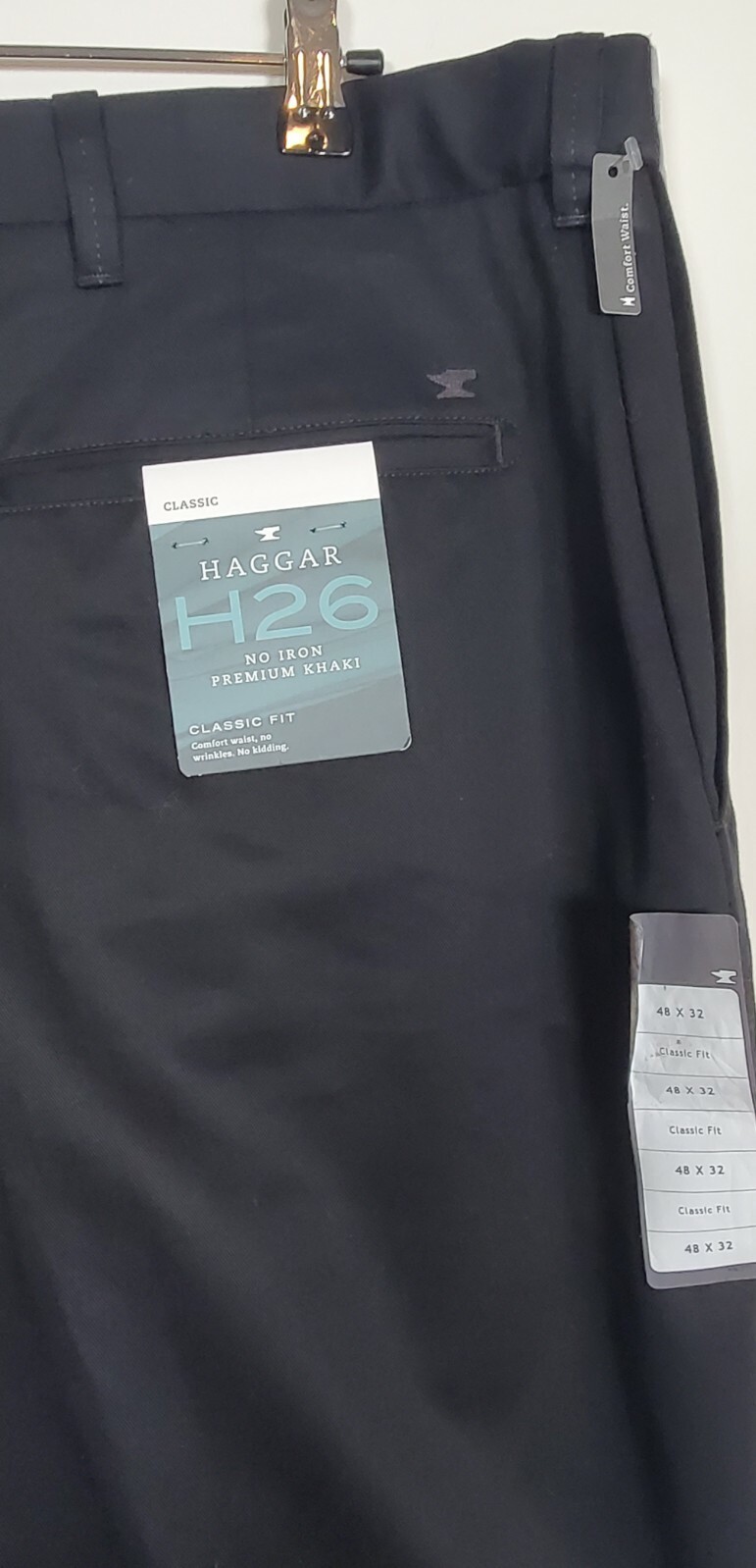  MEN'S 48 X 32 HAGGAR CLASSIC FIT PREMIUM NO IRON FLAT FRONT  DRESS PANTS  