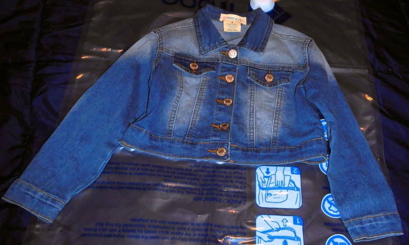 Soho Blue Girls Size 6 Blue Jean Denim Jacket Snap Button Cropped Long Sleeve