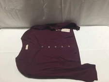 P940 JACKSON ROWE Crux Cropped Cardigan Sweater Burgundy Womens Size Medium