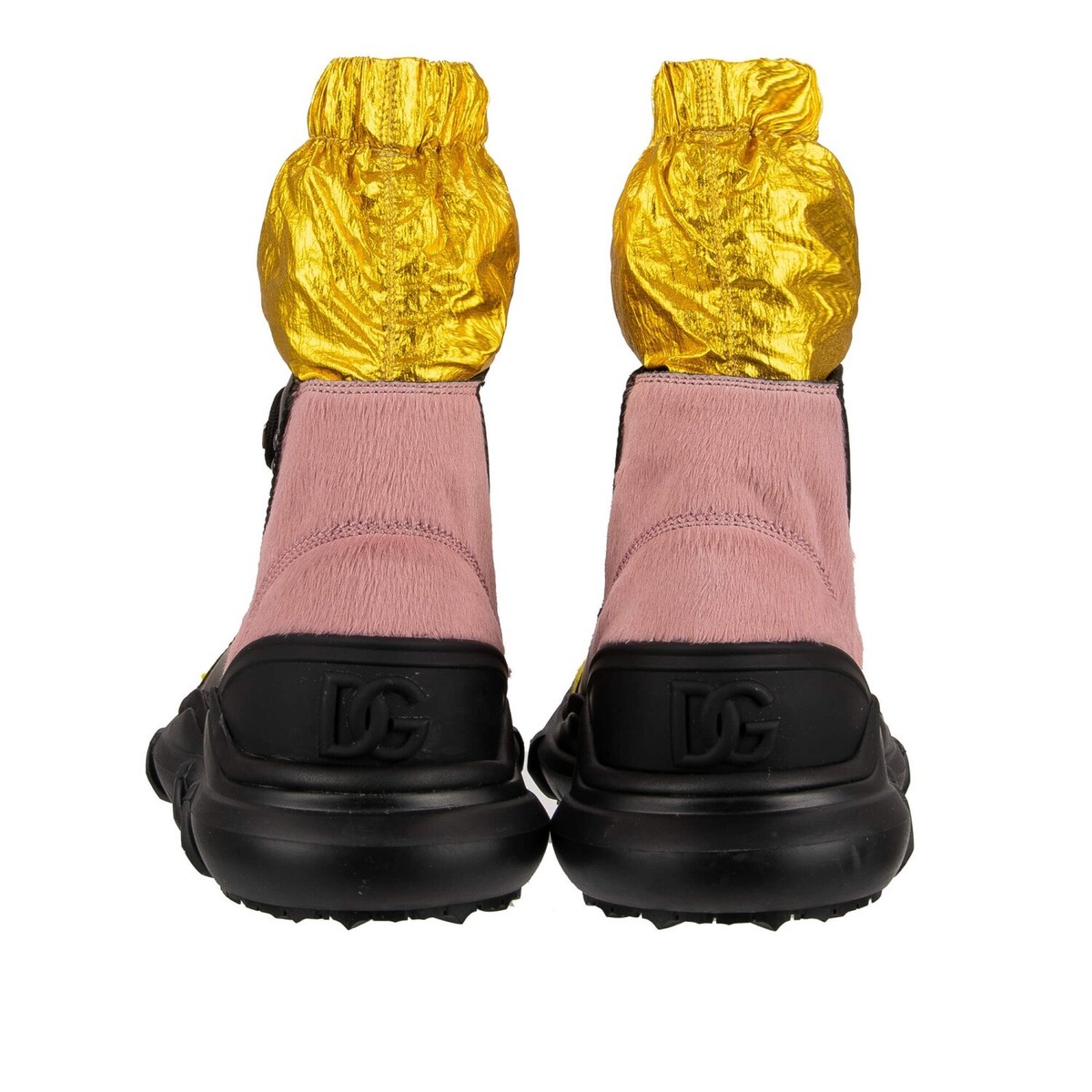 【Dolce&Gabbana】パデット アンクル スノーブーツ ロゴ DOLCE & GABBANA DG Logo Boots Shoes GALILEO Black Gold Pink