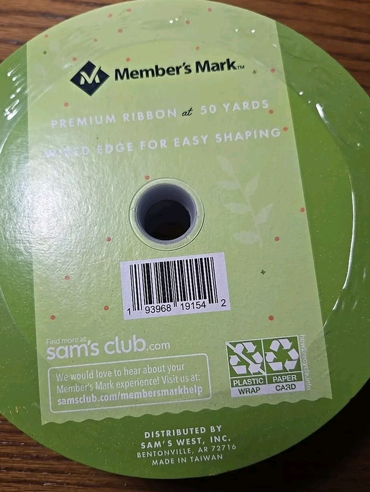 Member's Mark Premium Wired Ribbon 50 Yards 1-1/2 in Width, Royal Blue ...