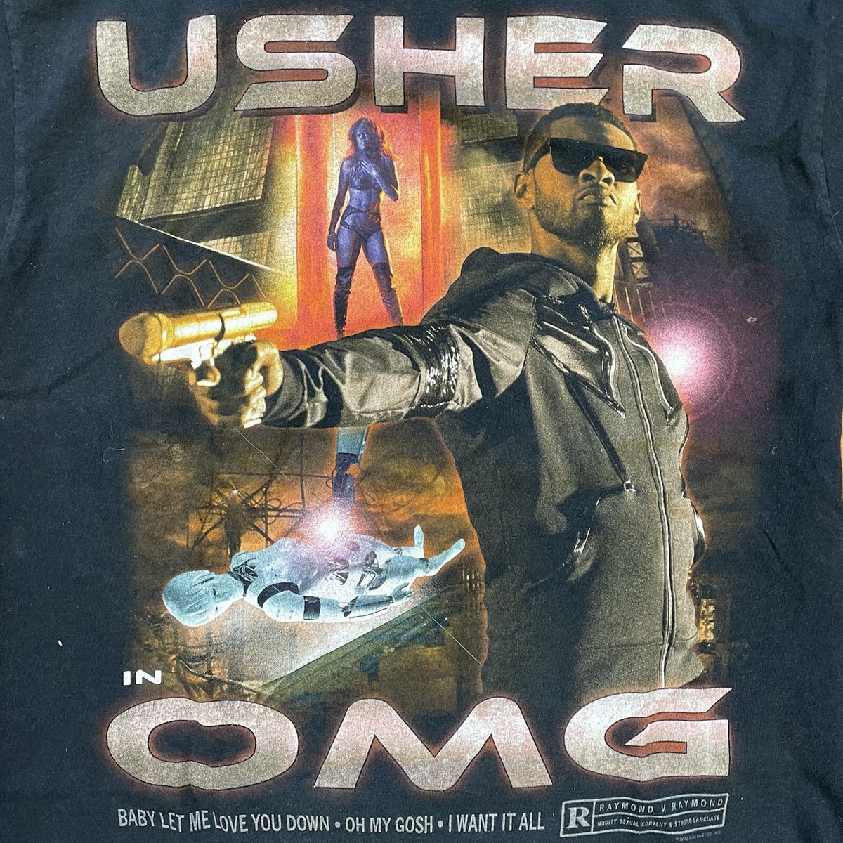 ヴィンテージ Usher OMG Tour 2010 ツアーTシャツ XL 2010 Usher OMG American Concert Tour Coming Soon Rap Tee