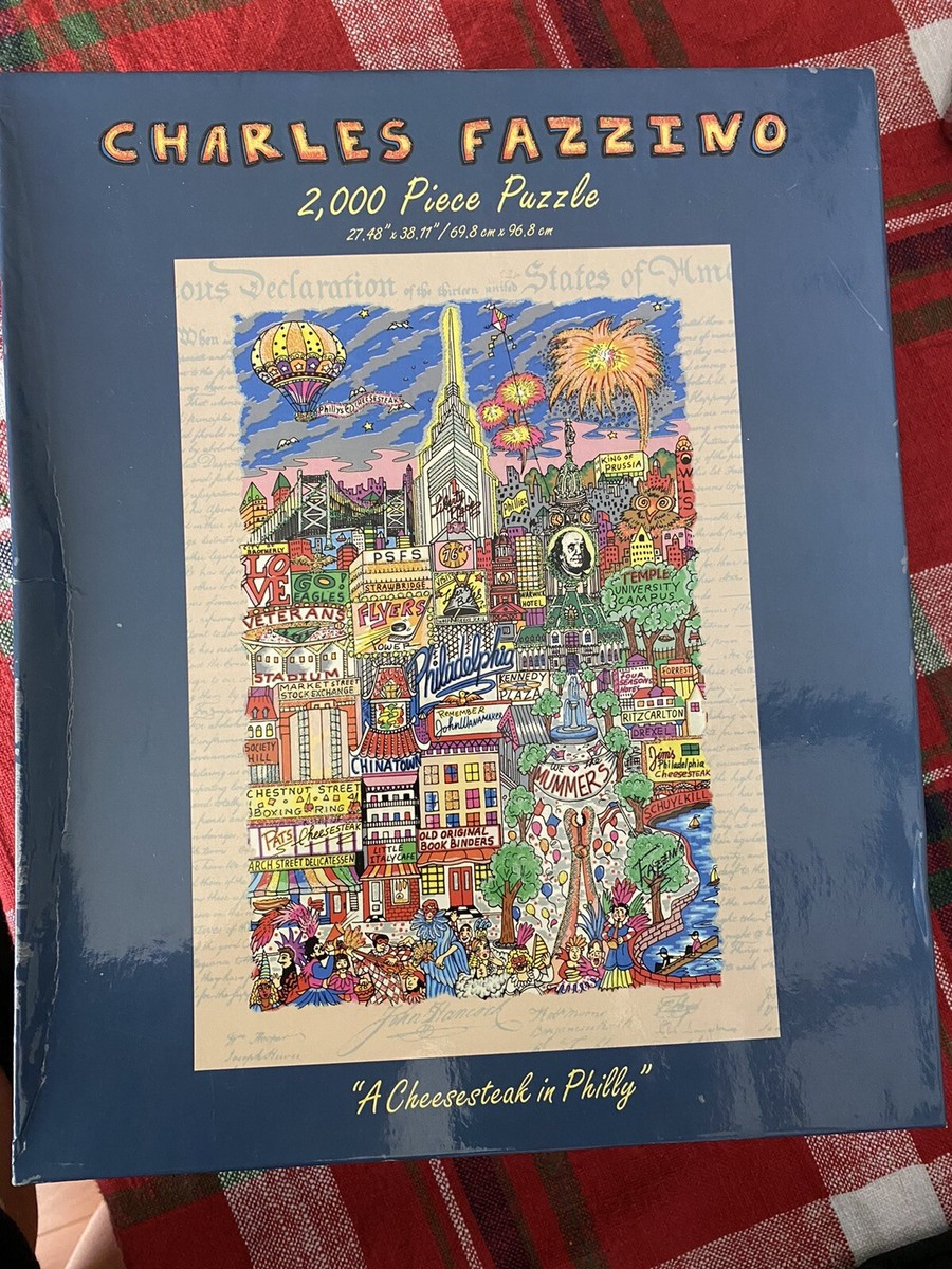 新品未開封 プレミア CHARLES FAZZINO 2000ピースパズル Charles Fazzino 2000 Piece Puzzle A Cheesesteak In Philly