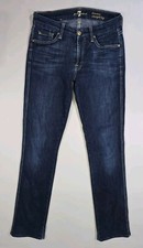 7 For All Mankind Kimmie Straight Jeans Women's Size 27 Blue Made In USA 28x32